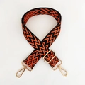 Adjustable black and orange wave pattern bag strap with gold metal buckles - Silver Clasp / A23 Black Orange