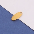 Colgante ovalado de acero inoxidable dorado pulido para creación de joyas DIY - Estilo Pulido Espejo (MP629) / Oro de 18K