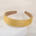Elegant wide yellow satin headband with premium silk finish and non-slip lining - Yellow