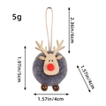 Ciondolo natalizio a renna in peluche grigio con corna di legno e naso a pompon rosso - Grigio