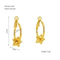 Detailansicht der 18K vergoldeten Edelstahl-Sternohrringe mit Maßangaben im Bild - Fünfpunktstern-Anhänger Ring-Stil (ZX1270)