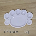 White cat paw shaped plastic paint palette for students with seven mixing wells - White Cat Paw Palette