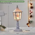 Witte hexagonale kerstlantaarn met sneeuwpop en warm LED-lichteffect voor decoratie - Zeshoekige Sneeuwpop Stijl / Wit