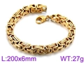 Golden titanium steel chain bracelet 200x6mm with lobster clasp for men and women - Gold Style (KB91938-Z)