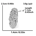Detail view of irregular molten texture earring with dimensions 2.3cm height and 1.4cm width - Silver