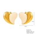Orecchini a cuore in acciaio placcato oro 18K con smalto bianco e misure mostrate - Smalto Bianco