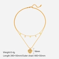 Double layered 14K gold plated heart necklace with colorful zircon stones and charms - Gold