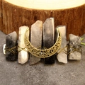 Handmade hair clip with natural black rutilated quartz and white crystal moon - Black Rutilated Quartz Moon Hair Clip