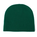 Classic dark green knitted beanie hat in a minimalist solid color for winter warmth - Green