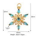 24K gold plated brass snowflake pendant with marquise blue zirconia and crystal accents - Light Grey M846657-4