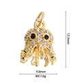 Detail view of gold octopus pendant with dimensions 13.3mm by 9.8mm and weight 1.6g - DZ-3019 Octopus (Smooth)