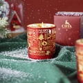 Candela profumata natalizia CITTA rossa satinata in confezione regalo Merry Christmas - Scatola Regalo Candela Tazza di Natale / Tazza Smerigliata Rossa
