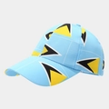 Detail view of Saint Lucia flag pattern on light blue kids baseball cap with canvas texture - Saint Lucia Geometric Blue Style (15#)