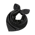 Solid black square satin silk scarf with premium glossy finish and elegant drape - Black