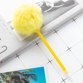 Creative bright yellow ballpoint pen featuring a large matching plush pompom on top - Candy Yellow