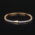 Golden tennis bracelet with white cubic zirconia stones featuring a spring clasp closure - 3mm - 8 Inch (20.32cm) / Gold