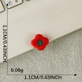 Mini 1.1cm red and green floral embroidery patch for DIY hair accessories and clothing - Red and Green Floral