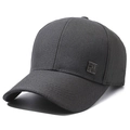 Classic charcoal grey baseball cap for middle-aged men featuring a metal side emblem - Square Metal Badge / Gray