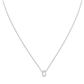Minimalist silver initial O letter necklace pendant with delicate chain for women - Steel O