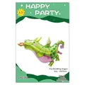 Green fire-breathing dragon foil balloon for birthday party decoration, size 90x76cm - Fire Dragon