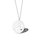 Silver stainless steel New Zealand map necklace with heart cutout round pendant - New Zealand - Silver