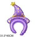 Purple wizard hat foil balloon with gold stars and moon for Halloween party decor - Mini Headband Wizard Hat Purple