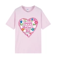 Pink short sleeve Mother's Day T-shirt with Happy Mother's Day print in light pink - Light Pink (Heart Pattern)