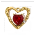 Detail showing heart-shaped gold pendant dimensions 18mm with red and white zircons - Gold Red Heart (YE177)