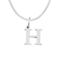 Collar de cadena de serpiente plana plateada con un colgante clásico de letra H - Letra H