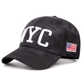 Cappellino da baseball camouflage nero con ricamo NYC 3D e patch bandiera USA - Regolabile / Mimetico Bianco e Nero