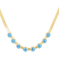 Goldene Schlangenkette Halskette mit blauen Evil-Eye-Perlen für Damen auf weißem Grund - Goldene Halskette (KN236403-HM)