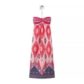 Bohemian geometric print halter neck maxi dress for beach vacations and summer wear - S / Pink
