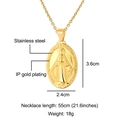 Golden stainless steel oval coin necklace with Virgin Mary pendant and size markings - 2.4*3.6cm (Single Pendant) / Gold
