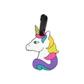 Cartoon unicorn PVC luggage tag with colorful mane and black rubber adjustable strap - Unicorn