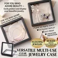 Black floating jewelry display box with transparent film for earrings and bracelets - Black Transparent Floating Jewelry Display Box (9*9)