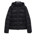 Men's winter seamless hooded puffer jacket with black windproof fabric and fur lining - XS / Black