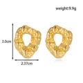 Golden irregular hammered texture hoop earrings with modern lava style finish - Irregular Molten Texture (ER-1653) / Gold