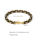 Byzantine chain bracelet for men in gold and black stainless steel with lobster clasp - Length 20cm Width 5mm / Gold & Black