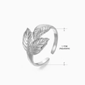 Silver adjustable leaf ring in irregular geometric design with matte finish - Steel Ring 149