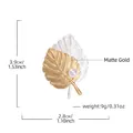 Matte gold leaf brooch with white pearl and silver texture, size 3.9cm by 2.8cm - Matte Gold Twin Leaf Pearl (YNCP4999)