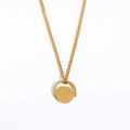 Golden stainless steel necklace featuring a rotatable oval pendant with letter Z engraving - Letter Z