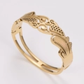 Brazalete de acero inoxidable dorado con elegante diseño calado de hojas de trigo - Dorado