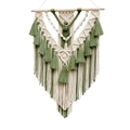 Handwoven Bohemian cotton wall hanging with green fringe detail on a wooden rod - 55*75cm / Army Green