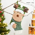 Christmas stocking with plush reindeer motif, green knit fabric, 46cm length for decoration - Knitted Reindeer Stocking