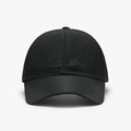 Breathable black quick-dry baseball cap with laser-cut ventilation holes for sports - Black