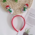 Christmas snowman headband with white felt snowmen on red plush band and spring details - Little Snowman