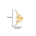 Golden leaf stud earring with clear zircon inlay and 1.91cm by 0.77cm size dimensions - Long Leaf Branch Style (0167-12#) / Gold