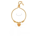 Adjustable golden stainless steel heart bracelet featuring a crystal evil eye charm - E449-Gold Color Bracelet