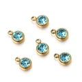 Light blue birthstone charms in gold stainless steel for DIY jewelry making sets - Gold Base Sky Blue