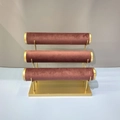 Three-tier jewelry display stand for bracelets in luxury red velvet and gold metal frame - 3-Tier Bracelet Stand (Dusty Rose)